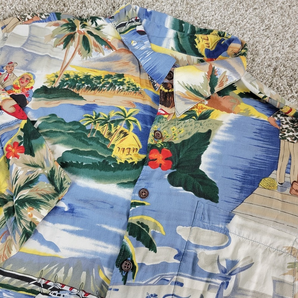 Vintage Reyn Spooner Mens XL Multicolor AOP Island Life Hawaiian Short Sleeve